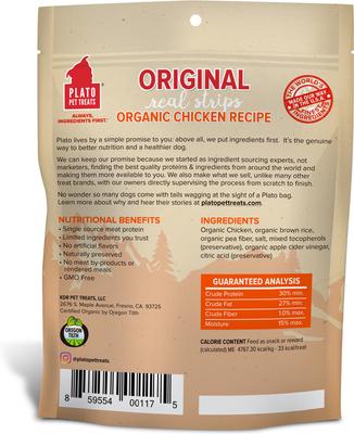 Show full view: Plato Original Real Strips Chicken Recipe Dog Treats, 18-oz bag slide 3 of 11