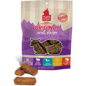 Plato Original Real Strips Lamb Dog Treat, 18-oz bag