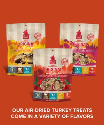 Show full view: Plato Original Real Strips Turkey & Cranberry Recipe Grain-Free Dog Treats, 6-oz bag slide 9 of 11