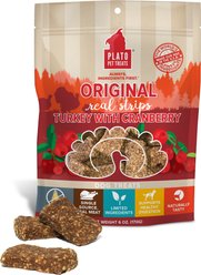 Plato Original Real Strips Turkey & Cranberry Recipe Grain-Free Dog Treats, 18-oz bag
