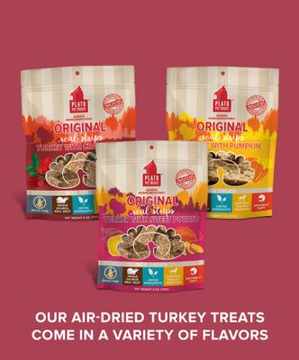 Show full view: Plato Original Real Strips Turkey & Sweet Potato Recipe Grain-Free Dog Treats, 6-oz bag slide 8 of 10