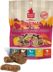 Plato Original Real Strips Turkey & Sweet Potato Recipe Grain-Free Dog Treats, 18-oz bag