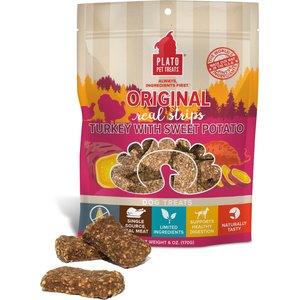 Plato Original Real Strips Turkey & Sweet Potato Recipe Grain-Free Dog Treats, 18-oz bag