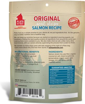 Show full view: Plato Original Real Strips Salmon Recipe Dog Treats, 18-oz bag slide 3 of 11