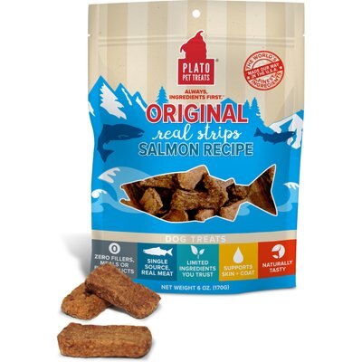 Plato Plato Original Real Strips Salmon Recipe Dog Treats, 6-oz bag