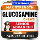 StrellaLab Senior Advanced Glucosamine Chondroitin Hip & Joint with Omega 3 & Fish Oil Chew Supplement for Dogs, 120 count