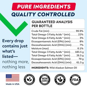 StrellaLab Salmon Oil & Cats & Itch & Allergy Relief Skin & Coat with Omega 3 Supplement for Dogs, 32-fl oz bottle