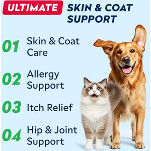 StrellaLab Salmon Oil & Cats & Itch & Allergy Relief Skin & Coat with Omega 3 Supplement for Dogs, 32-fl oz bottle