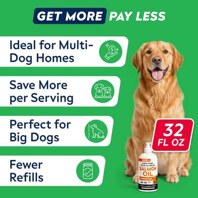 Show full view: StrellaLab Salmon Oil & Cats & Itch & Allergy Relief Skin & Coat with Omega 3 Supplement for Dogs, 32-fl oz bottle slide 4 of 8