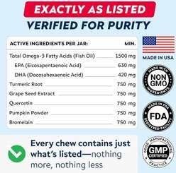 StrellaLab Allergy Relief & Anti Itch Relief with Omega 3 Skin & Coat Fish Oil Chew Supplement for Dogs, 180 count slide 2 of 7