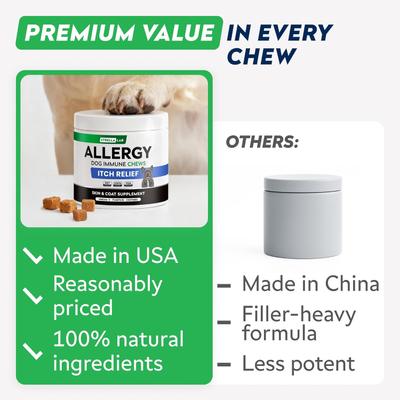 Show full view: StrellaLab Allergy Relief & Anti Itch Relief with Omega 3 Skin & Coat Fish Oil Chew Supplement for Dogs, 180 count slide 7 of 9