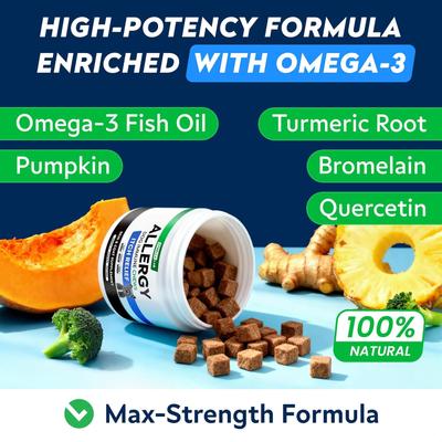 Show full view: StrellaLab Allergy Relief & Anti Itch Relief with Omega 3 Skin & Coat Fish Oil Chew Supplement for Dogs, 180 count slide 4 of 9