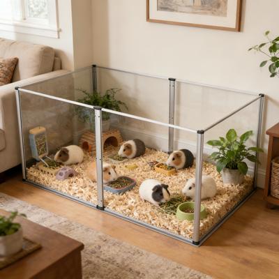 Show full view: Wisfor Indoor Clear Small Pet Acrylic Playpen with Waterproof Floor Line, Large: 48.81 x 24.8 x 15.74-in slide 2 of 9