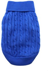 Doggie Design Combed Cotton Cable Knit Solid Dog Sweater, Riverside Blue, XX-Small