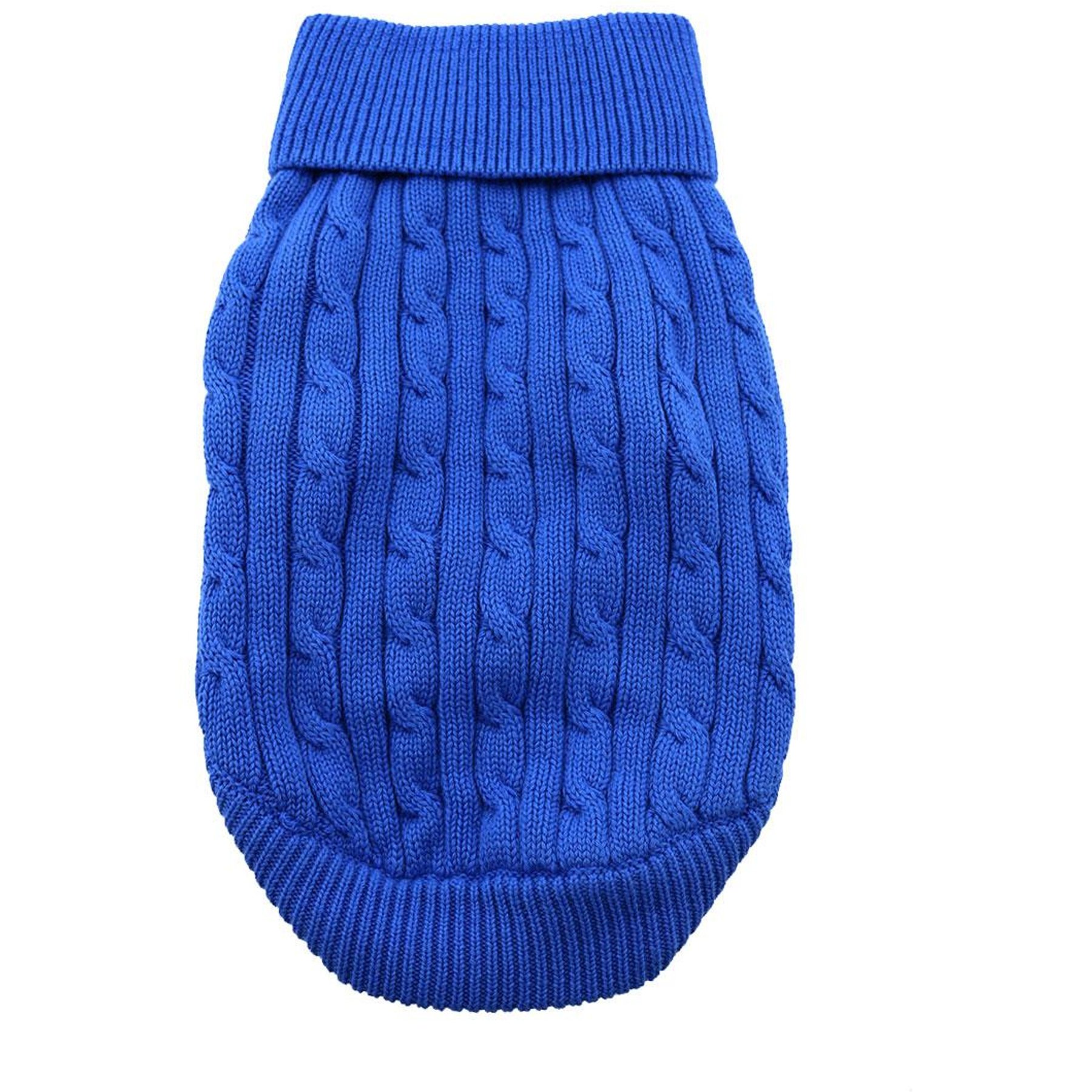 Doggie Design Combed Cotton Cable Knit Solid Dog Sweater, Riverside Blue, Small