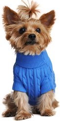 Doggie Design Combed Cotton Cable Knit Solid Dog Sweater, Riverside Blue, XX-Small slide 2 of 4
