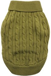 Doggie Design Combed Cotton Cable Knit Solid Dog Sweater, Herb Green, XX-Large