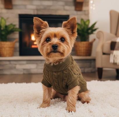 Show full view: Doggie Design Combed Cotton Cable Knit Solid Dog Sweater, Herb Green, XX-Large slide 4 of 4