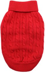 Doggie Design Combed Cotton Cable Knit Solid Dog Sweater, Fiery Red, XXX-Large