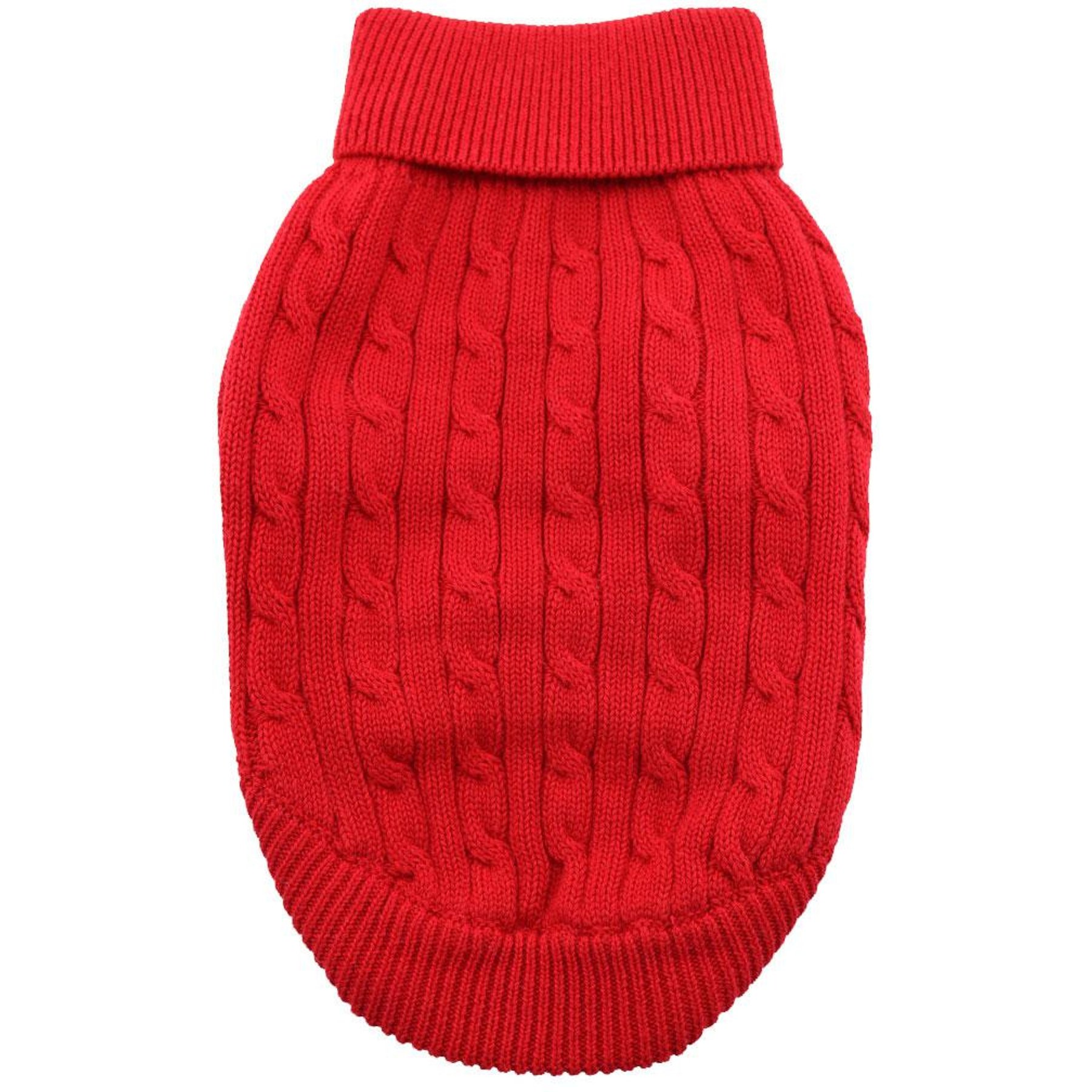 Doggie Design Combed Cotton Cable Knit Solid Dog Sweater, Fiery Red, XXX-Large