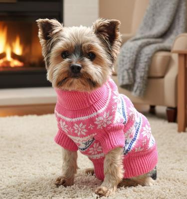 Show full view: Doggie Design Combed Cotton Snowflake & Hearts Dog Sweater, Pink, XXX-Large slide 5 of 5