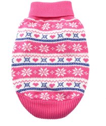 Doggie Design Combed Cotton Snowflake & Hearts Dog Sweater, Pink, XXX-Large