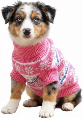Show full view: Doggie Design Combed Cotton Snowflake & Hearts Dog Sweater, Pink, XXX-Large slide 3 of 5