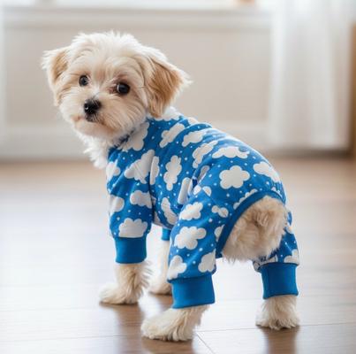 Show full view: Doggie Design CuddlePup Fluffy Clouds Dog Pajamas, Blue, Large slide 4 of 4