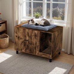 WARCAT Cat Litter Box Enclosure, Rustic Brown slide 2 of 7