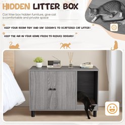 WARCAT Cat Litter Box Enclosure, Grey slide 2 of 7