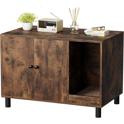 WARCAT WARCAT Cat Litter Box Enclosure, Rustic Brown