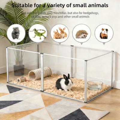 Show full view: Wisfor Indoor Clear Small Pet Acrylic Playpen with Waterproof Floor Line, Large: 48.81 x 24.8 x 15.74-in slide 9 of 9