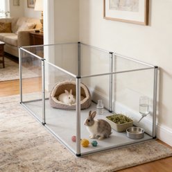 Wisfor Indoor Clear Small Pet Acrylic Playpen with Waterproof Floor Line, Large: 48.81 x 24.8 x 15.74-in