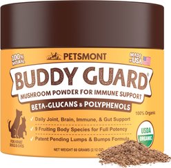 Petsmont Buddy Guard Mushroom Powder Immune Support Supplement for Dogs & Cats, 2.12-oz