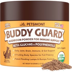 Petsmont Buddy Guard Mushroom Powder Immune Support Supplement for Dogs & Cats, 2.12-oz