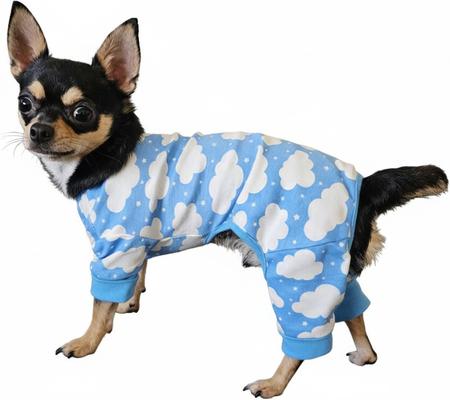 Show full view: Doggie Design CuddlePup Fluffy Clouds Dog Pajamas, Blue, Large slide 2 of 4