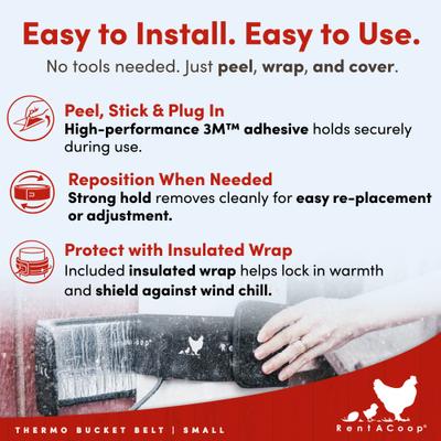 Show full view: RentACoop SM Thermo Bucket Belt Heated Strap with Insulated Wrap for Waterers slide 4 of 10