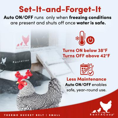 Show full view: RentACoop SM Thermo Bucket Belt Heated Strap with Insulated Wrap for Waterers slide 6 of 10