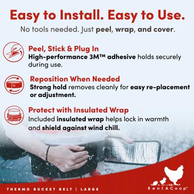 Show full view: RentACoop LG Thermo Bucket Belt Heated Strap with Insulated Wrap for Waterers slide 4 of 10