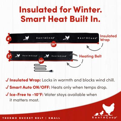 Show full view: RentACoop SM Thermo Bucket Belt Heated Strap with Insulated Wrap for Waterers slide 7 of 10