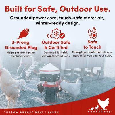 Show full view: RentACoop LG Thermo Bucket Belt Heated Strap with Insulated Wrap for Waterers slide 5 of 10