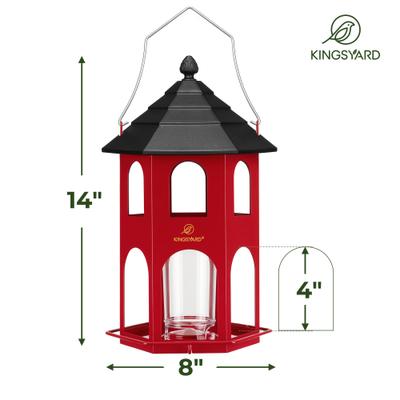 Show full view: Kingsyard Outdoor Metal Hanging Wild Bird Feeder with Circular Perch, Red slide 2 of 6