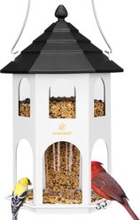 Kingsyard Outdoor Metal Hanging Wild Bird Feeder with Circular Perch, White