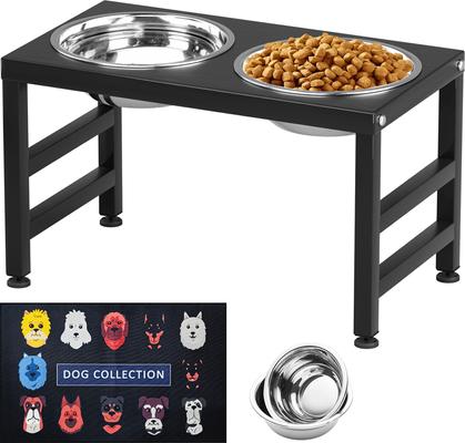 Show full view: ADENGL Metal Elevated Dog Water Bowls with Waterproof Mat, Black, Medium: 5-cup slide 2 of 9