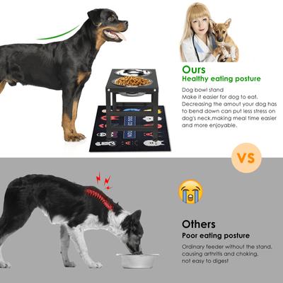 Show full view: ADENGL Metal Elevated Dog Water Bowls with Waterproof Mat, Black, Medium: 5-cup slide 5 of 9