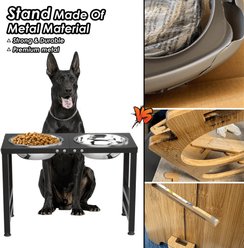 ADENGL Metal Elevated Dog Water Bowls with Waterproof Mat, Black, Large: 8-cup slide 2 of 6