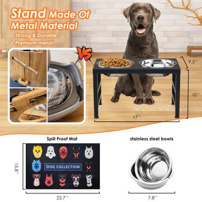 Show full view: ADENGL Metal Elevated Dog Water Bowls with Waterproof Mat, Black, Medium: 5-cup slide 6 of 9