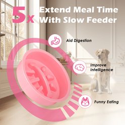 ADENGL Raised Elevated Dog Bowls with Silicone Feeding Mat, Pink, Large: 7-cup slide 2 of 6