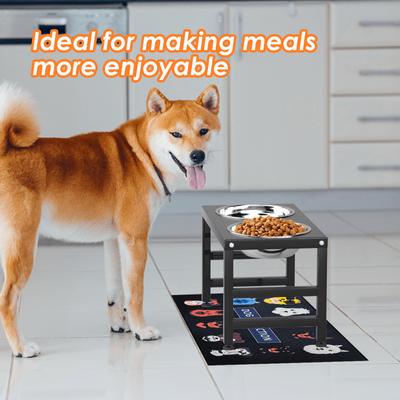 Show full view: ADENGL Metal Elevated Dog Water Bowls with Waterproof Mat, Black, Medium: 5-cup slide 7 of 9