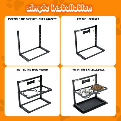 Show full view: ADENGL Elevated Dog Bowls with Silicone Mat, Black, Large: 7-cup slide 7 of 8